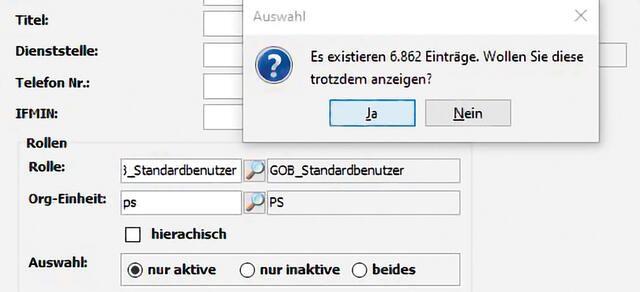 Mehr als 6 000 User sind im GoB registriert, die verwaltet werden müssen.